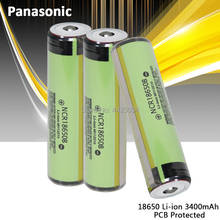 Литиевая аккумуляторная батарея Panasonic NCR18650B, 100% в, 3,7 мАч, 3400, батареи для фонарика с защитой печатной платы, оригинал, 18650 2024 - купить недорого