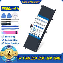Bateria 100% original losoncoer, bateria 5800mah para asus vivobook s200 s200e x201 x201e x202 x202e 2024 - compre barato
