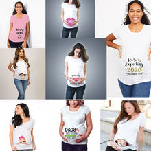 Загружаемые Женские топы с коротким рукавом для беременных, футболки для беременных, забавная Одежда для беременных, Распродажа футболок, Прямая поставка, 2020 2024 - купить недорого
