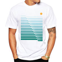 Mordedor hub camiseta masculina design abstrato oceano, estampa verde listrado, manga curta, camisetas legais, camisetas essenciais 2024 - compre barato