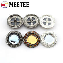 Meetee-Botones redondos de Metal de 25/28/38mm con diamantes de imitación, botones de cristal, abrigo artesanal, botón de piel de visón para decoración de ropa, hebilla, accesorio de costura, 4 Uds. 2024 - compra barato
