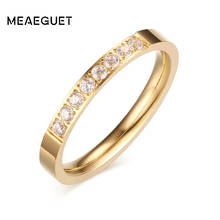 Anéis românticos de cristal 3mm para casamento e noivado feminino, pedra cz aaa + 2024 - compre barato