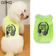 Oimg camiseta com estampa de música para cachorros, camiseta engraçada para cães pequenos chihuahua buldogue, malha respirável com estampa de música para cachorros 2024 - compre barato
