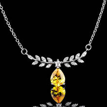 Collares con colgante de piedras preciosas para mujer y niña, joyería de circonita de cristal amarillo, hojas de moda, color blanco, dorado y plateado 2024 - compra barato