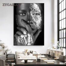 Lienzo de arte africano para mujer negra, pintura al óleo, carteles e impresiones, imagen artística de pared escandinava para decoración de sala de estar 2024 - compra barato