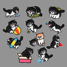 Cute Funny Cat Patches High Quality 3D Embroidery Patch For Clothes Fabric Stickers Iron On Patch Badge Jeans Pocket Appliques 2024 - buy cheap