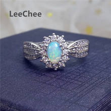 LeeChee-Anillo de ópalo auténtico de 4x6MM, joyería de moda de piedras preciosas de colores para regalo de compromiso de boda, Plata de Ley 925 auténtica, envío gratis 2024 - compra barato