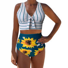 Sexy de cintura alta biquíni feminino maiô push up maiô criss cruz bandagem halter bikini conjunto praia nadar wear xxl 2024 - compre barato