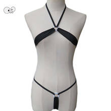 Biquíni micro alça brilhante roupa de banho feminina, conjunto g-string top brilhante roupa de banho brasileira 2024 - compre barato