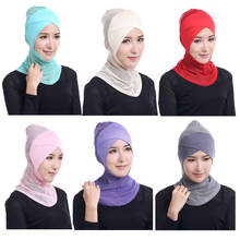 Novo cachecol chique feminino de verão, casual, adulto, liso, hijabs islâmico, boné de osso, ninja, cobertura de pescoço, lenço muçulmano 2024 - compre barato