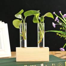 Terrarium Hydroponic Plant Vases Transparent Vase Wooden Frame Glass Tabletop Plants Home Bonsai Decor Hydroponic Flower Pot 2024 - buy cheap