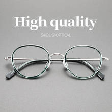 Óculos retrô de titânio puro, armação masculina clássica vintage redondos prescritores óculos para miopia ótica de leitura 2024 - compre barato