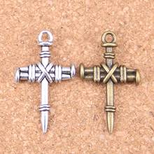 10 pçs amuletos cruz daguete 34x20mm pingentes antigos, joias vintage de prata tibetana, colar pulseira diy 2024 - compre barato