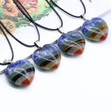 Natural Stone Heart Pendant Necklace Pendulum Dowsing Meditation Balance Reiki Charm 7 Chakra Healing Crystals Stones Jewelry 2024 - купить недорого