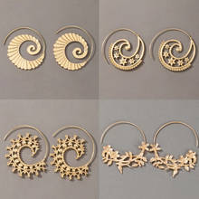 Tocona-pendientes Vintage de flores en espiral para mujer, aretes colgantes geométricos huecos, Color dorado, luna, estrella, gitana, regalo de joyería 2024 - compra barato