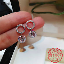 Girls Cute Austrian Crystal Stone Earrings 925 Sterling Silver Wedding Stud Earrings For Women Round Zircon Ear Studs Jewelry CZ 2024 - buy cheap