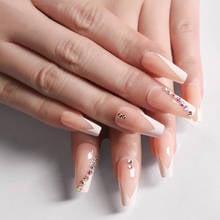 Novas unhas falsas de manicure francesa em v, novas unhas em forma de balé francês, cor de unhas, diamante, arte de unhas finalizada. tn 2024 - compre barato