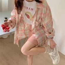 Plaid Shirts Women Summer Thin Sunscreen Clothing 2021 New Long Sleeved Blouses Casual Multi Colors Jacket 2024 - buy cheap