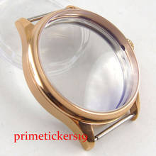 Rose golden plated case 44mm watch 316L stainless steel polished bezel fit 6498 6497 movement  mineral glass watchcase 2024 - buy cheap