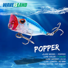 Приманка-Поппер WAVEISLAND, 4 см/3,3 г, морские приманки топвотер, лазерная искусственная жесткая приманка, воблеры, пластиковая рыболовная снасть 2024 - купить недорого