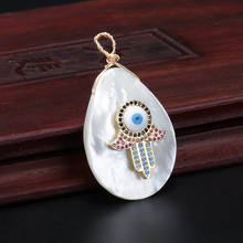 mix cz fatima's hand hamsa blue evil eye protection charm water drop mother pearl shell pendant choker necklace for women 2024 - buy cheap