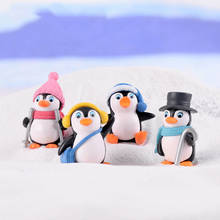 4PCS Animal Miniature Christmas Penguin Figurines Fairy Garden Miniaturas Micro Moss Snow Landscape Diy Terrarium Accessories 2024 - купить недорого