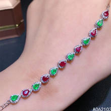 KJJEAXCMY fine jewelry 925 sterling silver inlaid natural emerald ruby women luxury classic water drop gem hand bracelet support 2024 - buy cheap