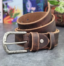 Cinturón de cuero Vintage para hombre, cinturón con Pin de Metal, hebilla en la cintura, cinturón ancho para Vaqueros, MBT0046 2024 - compra barato