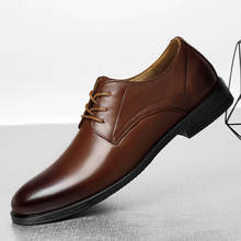 Zapatos de boda para hombre, calzado Formal de cuero de grano completo, con punta puntiaguda, de vestir, Oxford, planos 2024 - compra barato