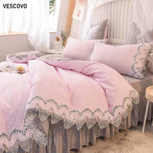 VESCOVO-Juego de fundas de cama de encaje 100% algodón, ropa de cama, Sábana de princesa, falda ajustada 2024 - compra barato