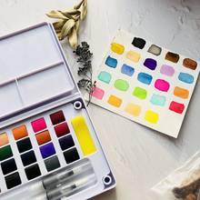 24 Colors  Watercolor Paints Set aquarela  Portable Travel Solid Pigment With Water Color Brush Pen For Painting Art Supplies 2024 - buy cheap