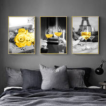 Wall Posters Black and Yellow Canvas Painting Wine Glass Modern Home Decoration Kitchen Dining Room Decor Picture Frameless 2024 - buy cheap