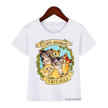 Модная новая детская одежда, футболка, детская одежда с рисунком кота и животных, летняя одежда для мальчиков и девочек от 2 до 15 лет 2024 - купить недорого