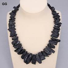 Gg jóias 18 "turmalina preta natural bruto topo perfurado colar para mulher 2024 - compre barato