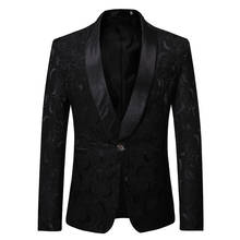 Mens Black Rose Jacquard Dress Blazer Jacket Men Nightclub Blazer Business Wedding Party Suit Jacket Stage Singers Clothes 2024 - buy cheap