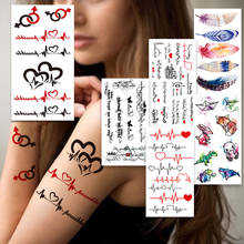 Tatuajes Temporales falsos con forma de corazón pequeño para niños y mujeres, pluma de acuarela, Animal, tatuaje con palabras, letras, cadenas, tatuajes a prueba de agua 2024 - compra barato