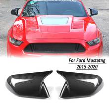 Cubierta de espejo retrovisor para coche Ford Mustang, carcasa embellecedora de Color negro brillante/fibra de carbono, ABS, 2 uds., 2015-2020 2024 - compra barato