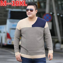 Plus size 10XL 8XL 6XL 5XL V-Neck Slim Fit Sweater Men  Fashion Spring Autumn Pullover Men Homme Leisure Solid Color Sweater 2024 - buy cheap