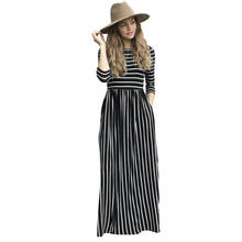 Stylish Bar Summer Dresses Women O-Neck 3/4 Sleeve Party Beach Dress Striped Printed Casual Pockets Long Dress vestido de fiesta 2024 - buy cheap