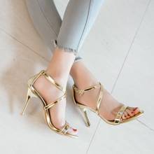 Sandals women's summer 2020 new sexy thin belt open toe button cross strap thin heel super high heels women's shoes 2024 - buy cheap