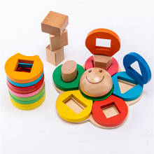 Juego de bloques de construcción de madera para bebé, juguetes educativos creativos de colores, juego de apilamiento de estilo nórdico, juguetes de madera de arco iris 2024 - compra barato