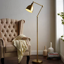 Lámpara de pie LED de lujo, luz americana, sala de estar, sofá, muy simple, moderna, color latón, para estudio, lectura 2024 - compra barato