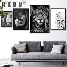 HKDV Jaguar Cow Cute Alpaca Animal Poster Prints Black White Wall Art Nursery Canvas Painting Pictures Living Room Home Decor 2024 - buy cheap