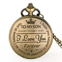 Reloj de bolsillo con diseño de MY SON para hombre, de cuarzo, con cadena, el mejor regalo para niños, Bronce Antiguo, CF1270 2024 - compra barato