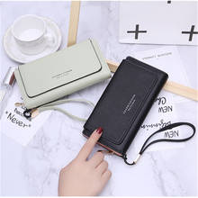 Women's Wallet Buckle Long Solid Color Zipper Coin Purses Female Letter Wristband Card Holder Ladies High Capacity Clutch Bag 2024 - buy cheap