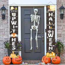 Decoração de halloween porta varanda pendurar banner, ou mimo porta frontal quintal assinatura de boas vindas para crianças feliz dia das bruxas decoração de festa 2024 - compre barato