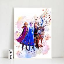 Pintura en lienzo de Disney para habitación de niños, póster de Frozen, Anna, Elsa e impresiones de Princesas de Disney, arte de pared para guardería 2024 - compra barato