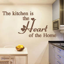 Pegatinas de vinilo removibles con letras The Kitchen is the heart para pared, Mural de decoración con citas, calcomanías adhesivas de pared para el hogar, HQ1022 2024 - compra barato