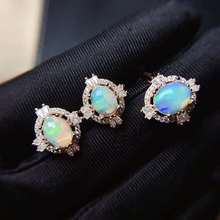 Natural and Real Opal jewelry set Natural Real Opal 925 sterling silver 1pc opal ring,2pcs opal earring 2024 - buy cheap