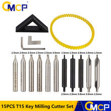 15pcs T15 Key Milling Cutter Set For All Vertical Key Machine Center Dril Bit End Mill Key Cutting Machine Parts Locksmiths Tool 2024 - buy cheap